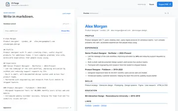 Screenshot of CV Forge