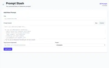 Screenshot of Prompt Stash