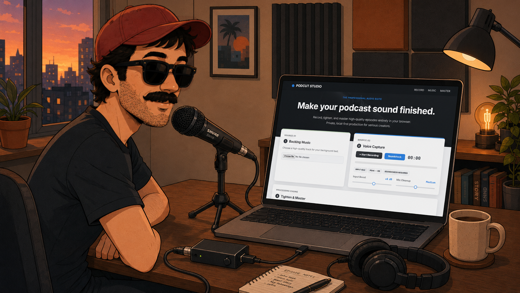 PodCut Studio podcast production interface