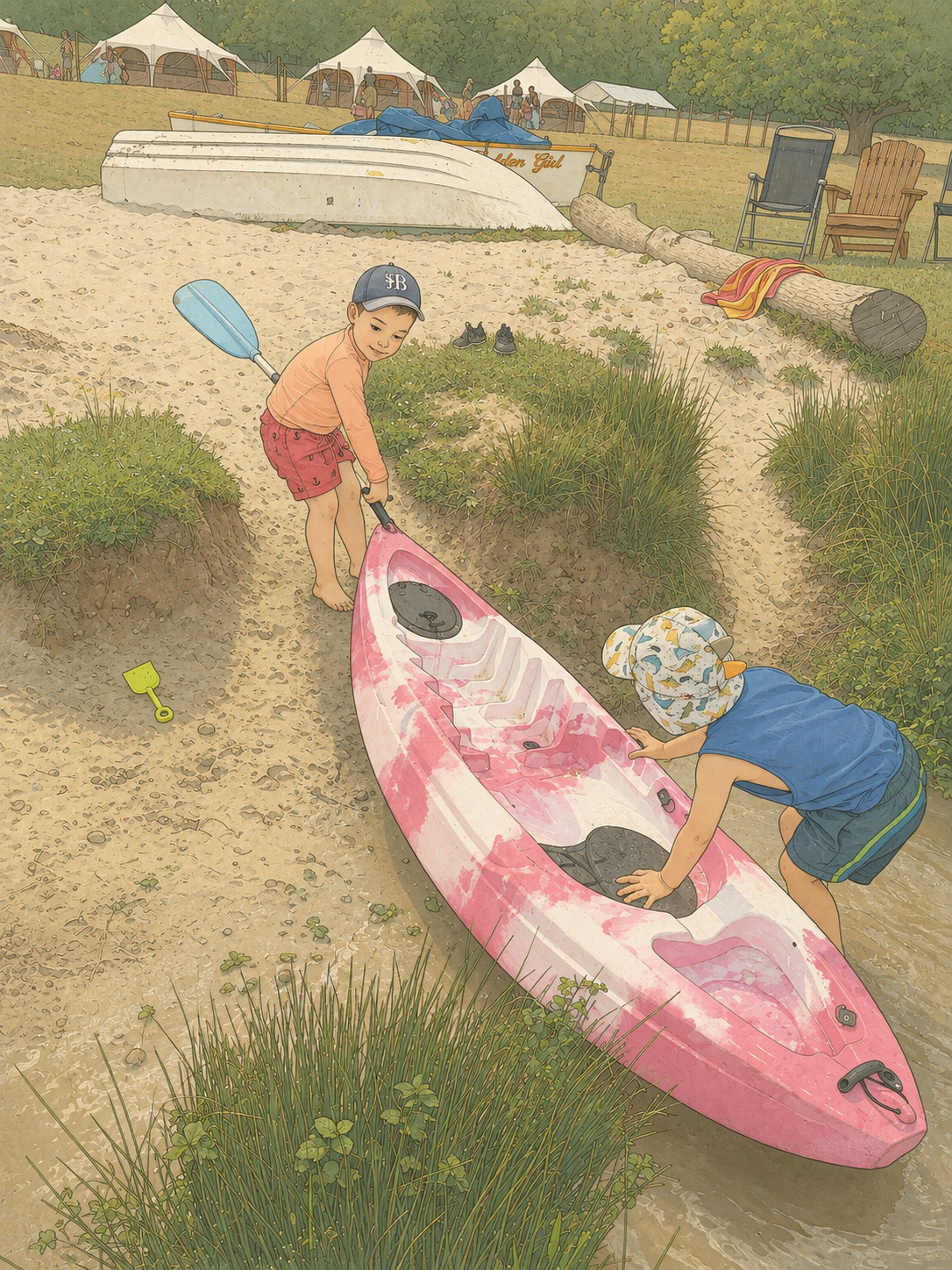Jumping on the canoe